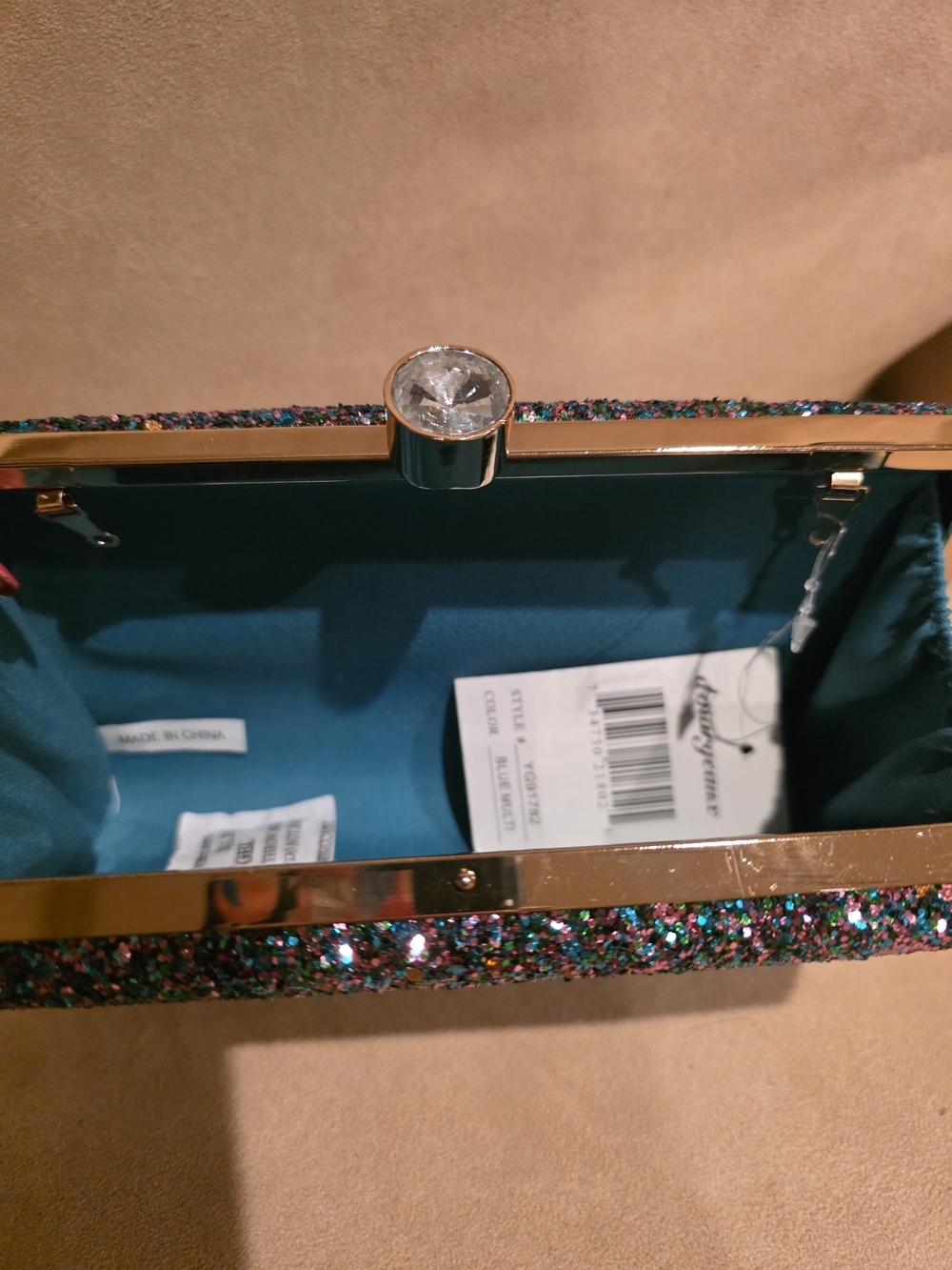 Blue Multi Glitter Box Clutch - Picture 9 of 15